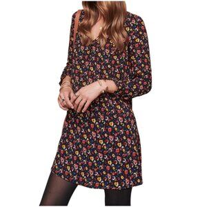Sezane Carmen Dress size 40 US 8 black floral long sleeve shift M medium Paris